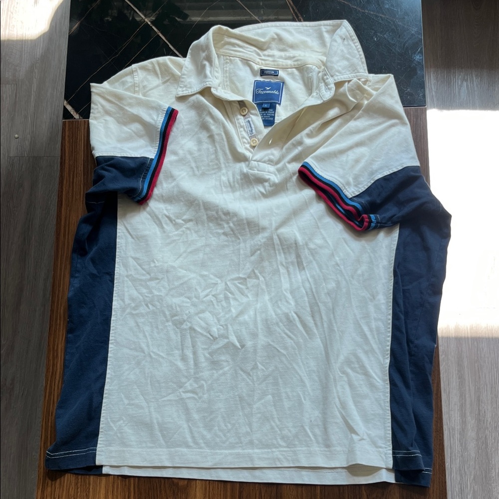 Faconnable Cream and Navy Polo Shirt